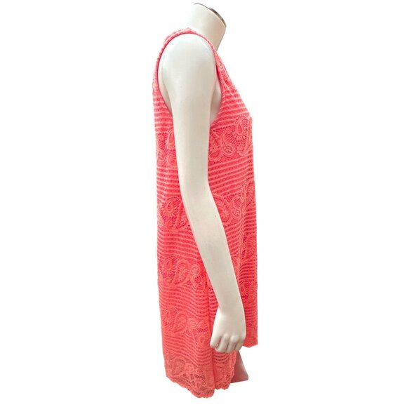 Alya Coral Lace Shift Dress Scalloped Hem Sleeveless Boho Mini Summer Fit - Picture 7 of 13